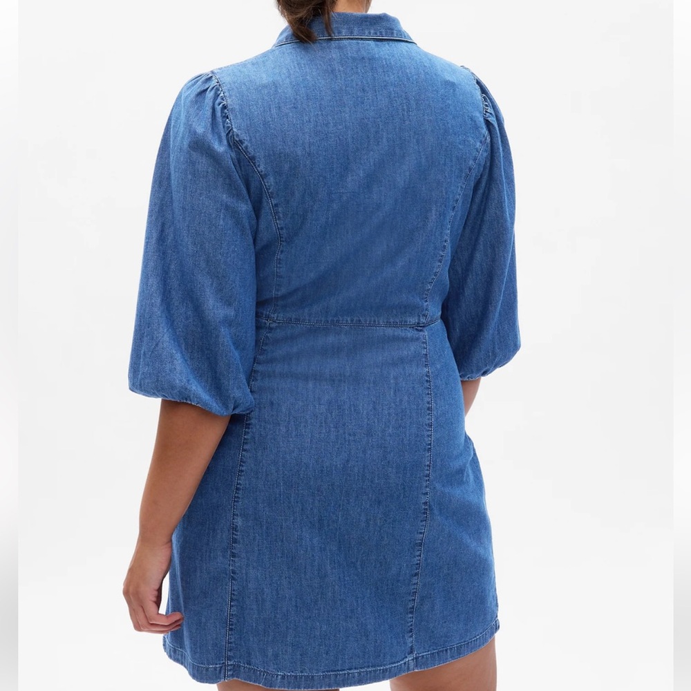 Gap Organic Cotton Puff Sleeve Denim Mini Dress nwt - Picture 3 of 6